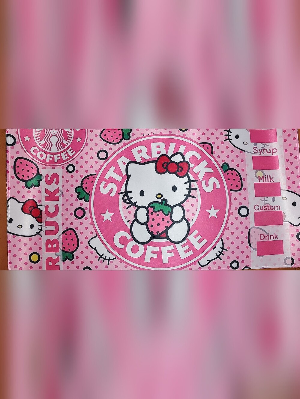 New! Hello Kitty x Starbucks Pink Strawberry Desk/Gaming Mat 12"X24"